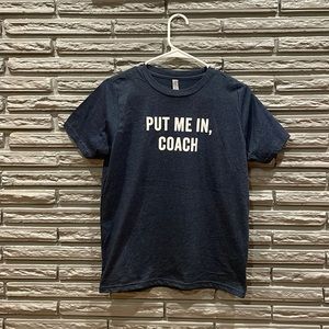 Put Me In Coach Kids Graphic T Shirt Navy Heather New With Tags